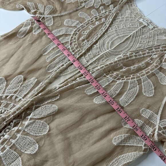 Rebellion Again Sheer Lace Mesh Duster Cardigan Womens Sz M Festival Boho Fairy - Picture 7 of 13